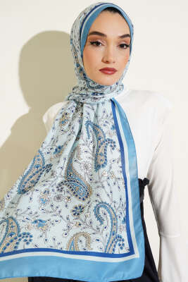 Etnik Paisley Soft Şal Mavi - Başörtüsü