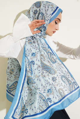 Etnik Paisley Soft Şal Mavi 