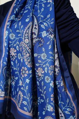 Etnik Paisley Soft Şal Saks - Başörtüsü