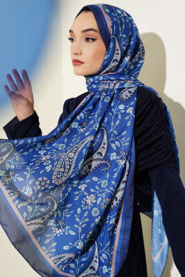 Etnik Paisley Soft Şal Saks - Başörtüsü