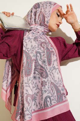 Etnik Paisley Soft Şal Somon - Başörtüsü