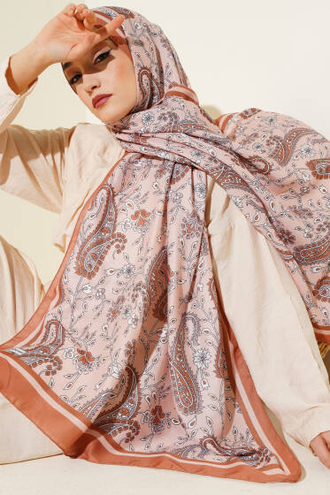 Etnik Paisley Soft Şal Taba - Başörtüsü