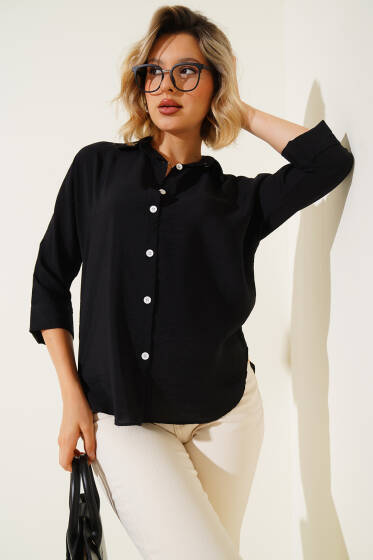 Fakir Kol Basic Gömlek Siyah - Kadın Giyim Modelleri
