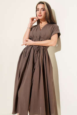 Fakir Kol Bel İpli Elbise Kahve - Kadın Giyim Modelleri