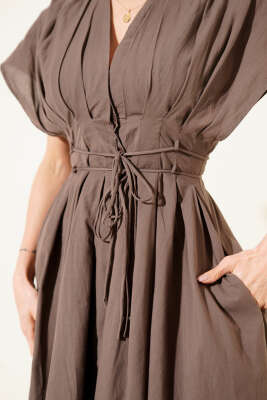 Fakir Kol Bel İpli Elbise Kahve - Kadın Giyim Modelleri