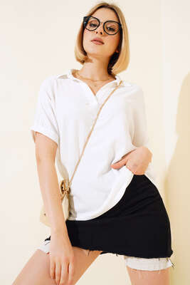 Fakir Kol Bürümcük Bluz Beyaz - Kadın Giyim Modelleri