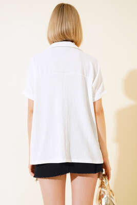 Fakir Kol Bürümcük Bluz Beyaz - Kadın Giyim Modelleri