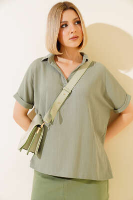 Fakir Kol Bürümcük Bluz Çağla Yeşili 