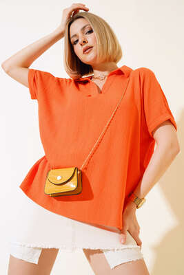 Fakir Kol Bürümcük Bluz Oranj 