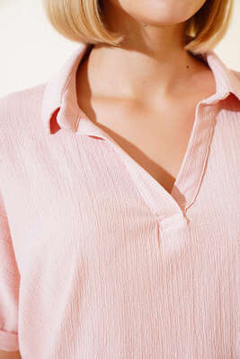 Fakir Kol Bürümcük Bluz Pudra - Kadın Giyim Modelleri