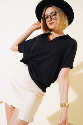 Fakir Kol Bürümcük Bluz Siyah 