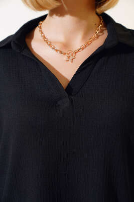 Fakir Kol Bürümcük Bluz Siyah - Kadın Giyim Modelleri