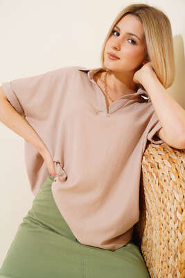 Fakir Kol Bürümcük Bluz Vizon 