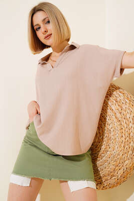 Fakir Kol Bürümcük Bluz Vizon - Kadın Giyim Modelleri