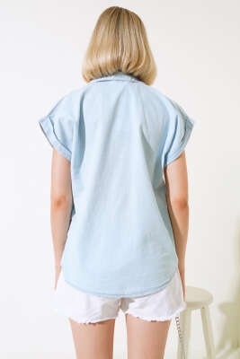 Fakir Kol Denim Gömlek Buz Mavisi - Kadın Giyim Modelleri