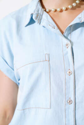 Fakir Kol Denim Gömlek Buz Mavisi - Kadın Giyim Modelleri