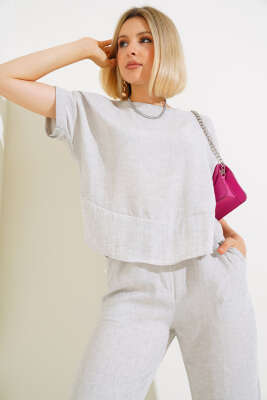 Fakir Kol Keten İkili Takım Gri - Kadın Giyim Modelleri