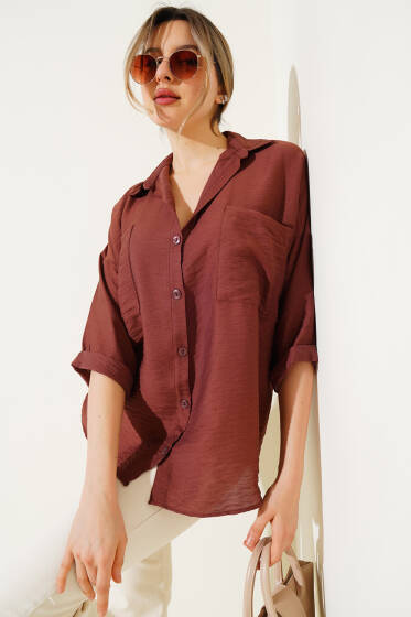 Fakir Kol Salaş Gömlek Kahve - Kadın Giyim Modelleri
