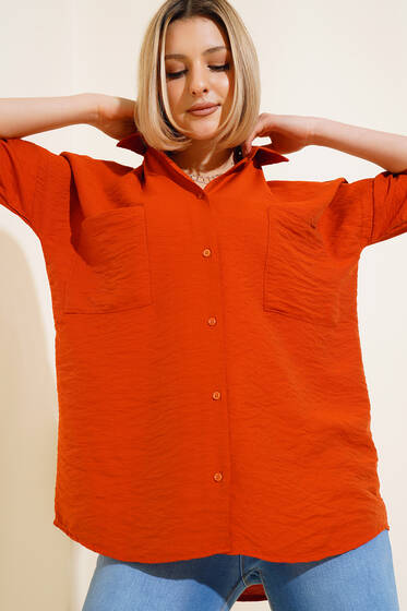 Fakir Kol Salaş Gömlek Kiremit - Kadın Giyim Modelleri