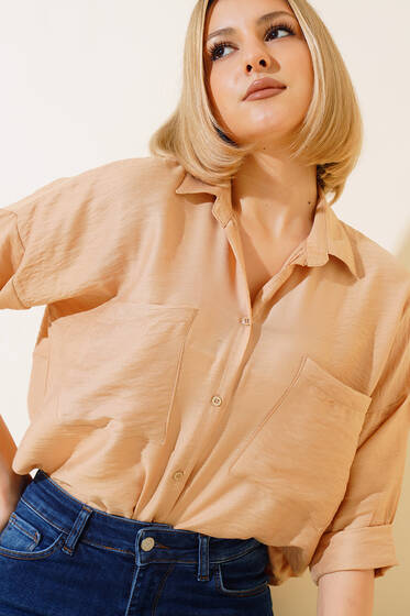 Fakir Kol Salaş Gömlek Latte - Kadın Giyim Modelleri