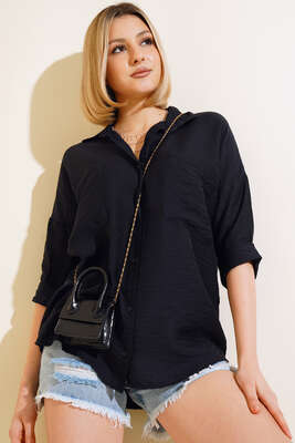 Fakir Kol Salaş Gömlek Siyah - Yılın Fırsatı