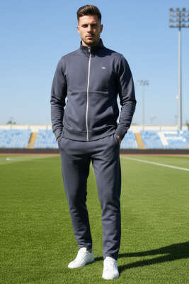 Fermuar Cepli Basic Erkek Eşofman Takımı Füme - DYNAMO