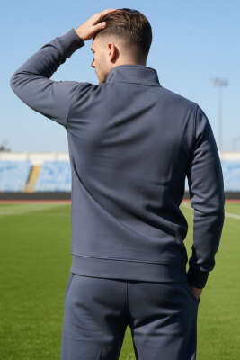 Fermuar Cepli Basic Erkek Eşofman Takımı Füme - ERKEK İKİLİ TAKIM