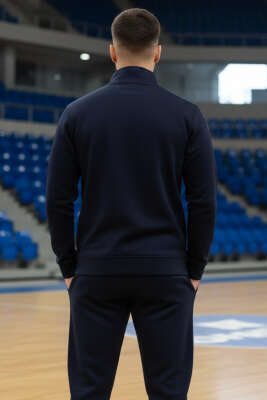 Fermuar Cepli Basic Erkek Eşofman Takımı Lacivert - ERKEK İKİLİ TAKIM