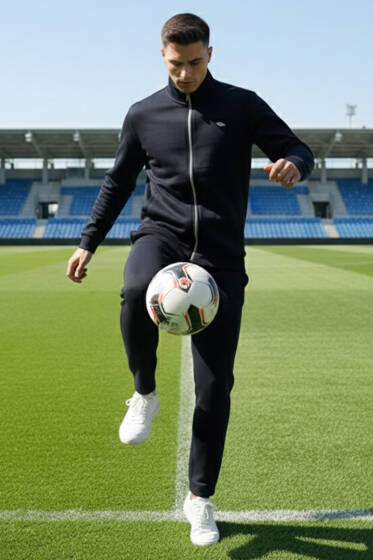 Fermuar Cepli Basic Erkek Eşofman Takımı Siyah - ERKEK İKİLİ TAKIM