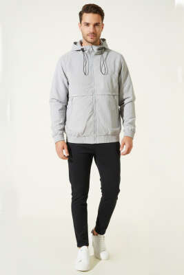 Fermuar Cepli Erkek Mevsimlik Mont Gri - Erkek Mont