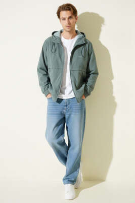 Fermuar Cepli Erkek Mevsimlik Mont Su Yeşili - Erkek Mont