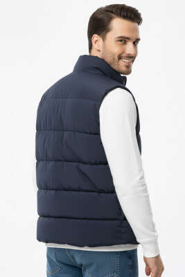 Fermuar Cepli Erkek Şişme Yelek Lacivert - Erkek Yelek