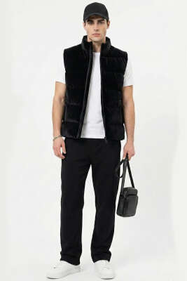 Fermuar Cepli Erkek Şişme Yelek Siyah - Erkek Yelek