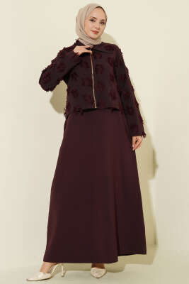 Fermuar Detaylı Püsküllü Jile Takım Bordo - ZAMANE (QSS)