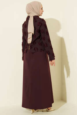 Fermuar Detaylı Püsküllü Jile Takım Bordo - Elbise