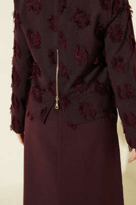 Fermuar Detaylı Püsküllü Jile Takım Bordo - Elbise