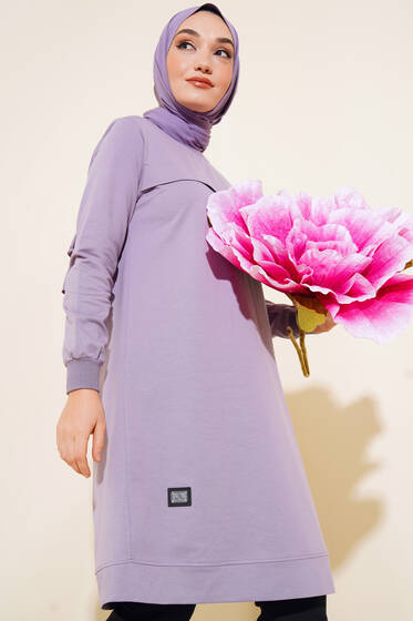 Fermuar Detaylı Tunik Lila - Tunik