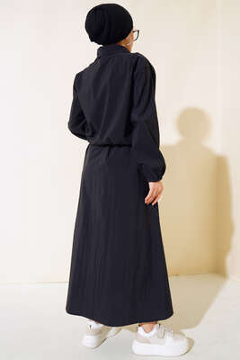 Fermuar Etekli Takım Siyah - İKİLİ TAKIM