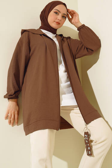 Fermuarlı Ayrobin Hırka Kahve - Hırka