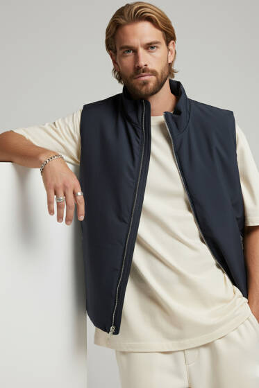 Fermuarlı Basic Erkek Yelek Lacivert - Erkek Yelek