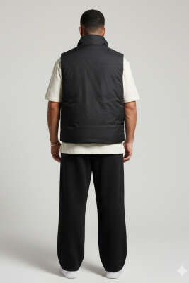 Fermuarlı Basic Erkek Yelek Siyah - Erkek Yelek