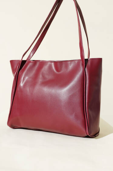 Fermuarlı Basic Kol Çanta Bordo - Kol Çantası