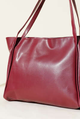 Fermuarlı Basic Kol Çanta Bordo - Kol Çantası