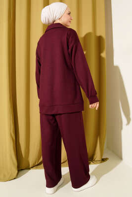 Fermuarlı Basic Loyşa İkili Takım Bordo - İkili Takım