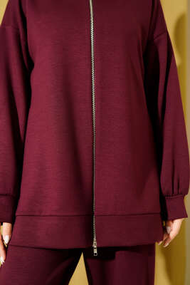 Fermuarlı Basic Loyşa İkili Takım Bordo - İkili Takım