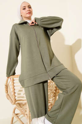 Fermuarlı Basic Loyşa İkili Takım Haki - İkili Takım