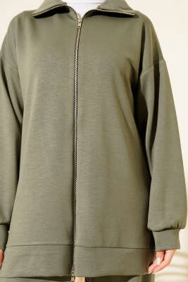 Fermuarlı Basic Loyşa İkili Takım Haki - İkili Takım