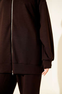 Fermuarlı Basic Loyşa İkili Takım Kahve - İkili Takım