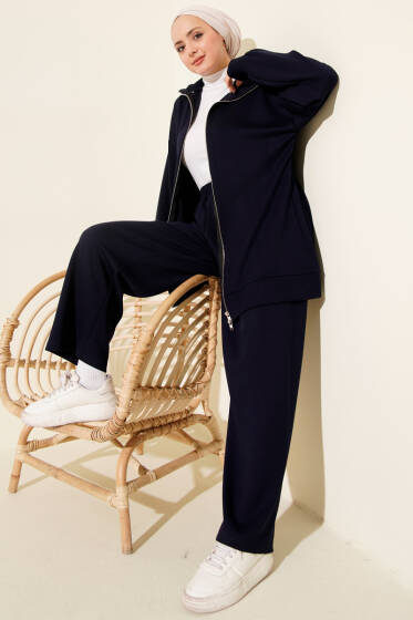 Fermuarlı Basic Loyşa İkili Takım Lacivert - İkili Takım