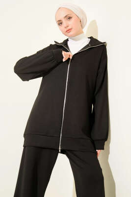 Fermuarlı Basic Loyşa İkili Takım Siyah - İkili Takım